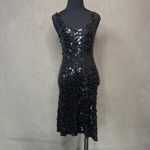 The Limited Black Paillette Sequin Flare Midi Dress S LBD